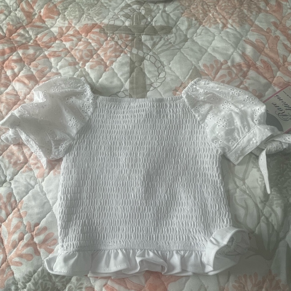 Girl size 6 cute new white top rare edition
